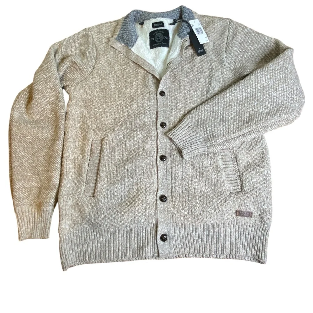 BUFFALO DAVID BITTON Wadle Faux Fur-Lined Cardigan Men’s Size L NWT